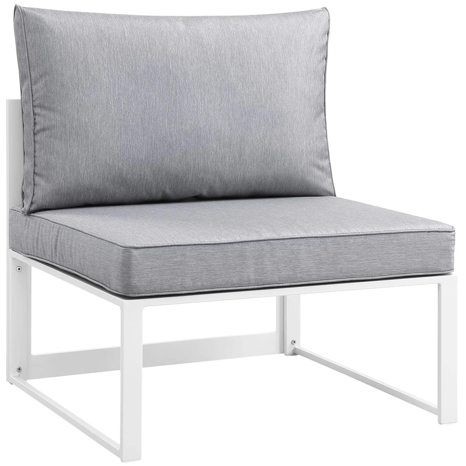 Modway Fortuna 7 Piece Outdoor Patio Sectional Sofa Set in White Gray