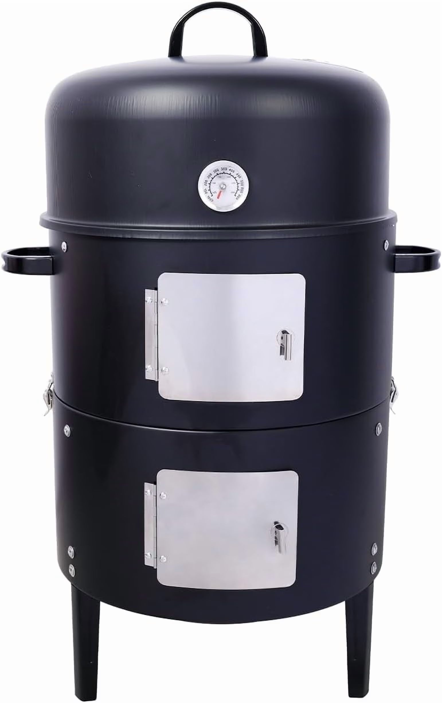 16 inch Vertical Charcoal Smoker, BBQ Grill, Fire Pit, 3-in-1 with Built-in Thermometer, Adjustable Air Vent, Idea for Parties, Backyard, Patio, Camping