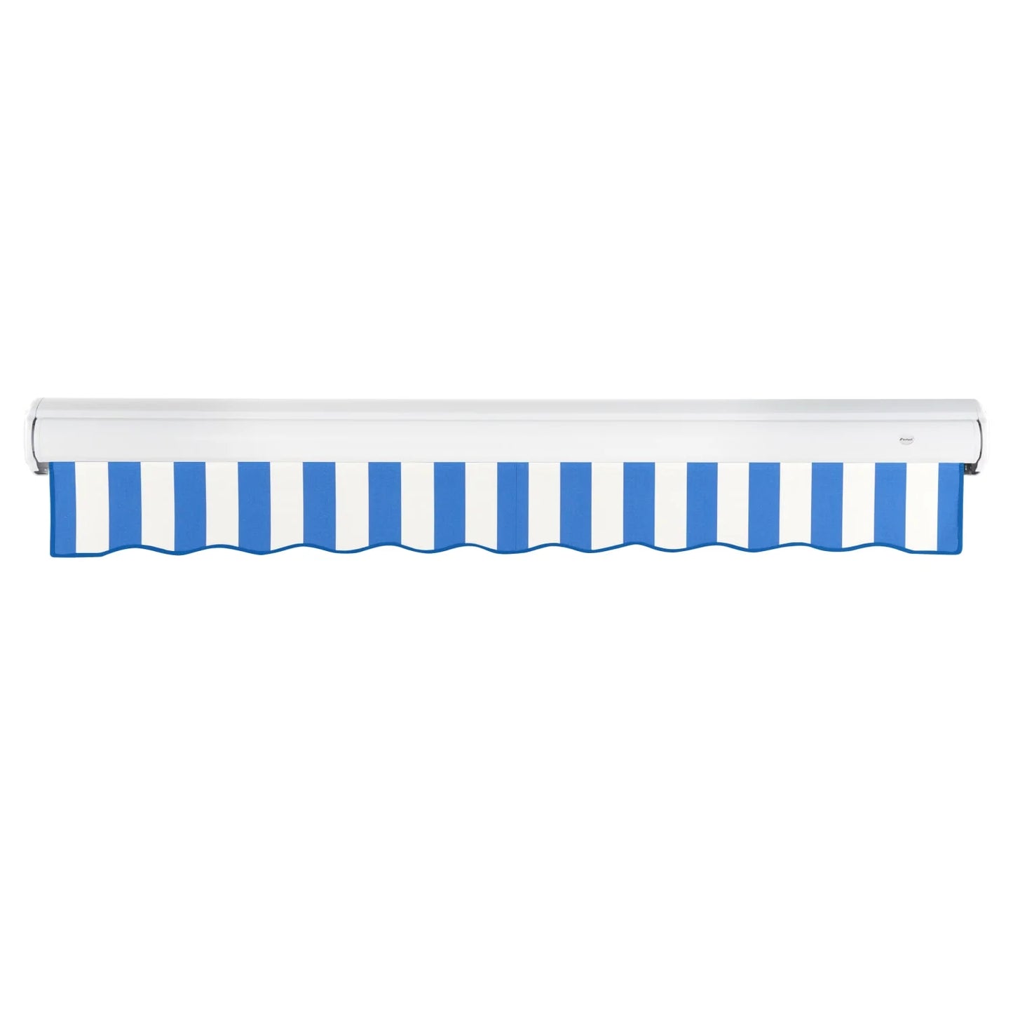 Awntech 10 Ft Key West Manual Heavy Duty Patio Retractable Awning with Cassette (120in x 9.38in x 96in), Bright Blue/White Stripe