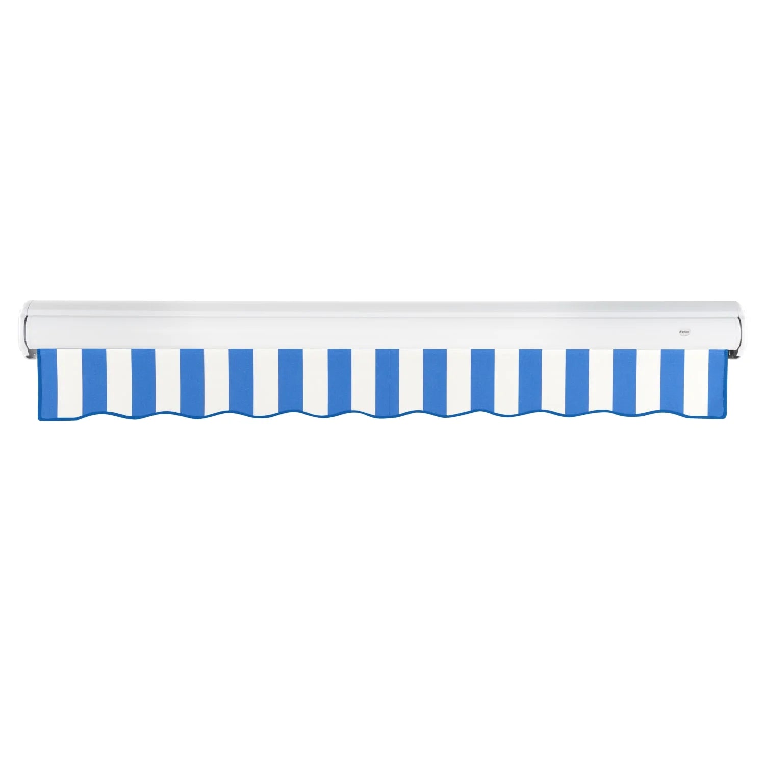 Awntech 10 Ft Key West Manual Heavy Duty Patio Retractable Awning with Cassette (120in x 9.38in x 96in), Bright Blue/White Stripe