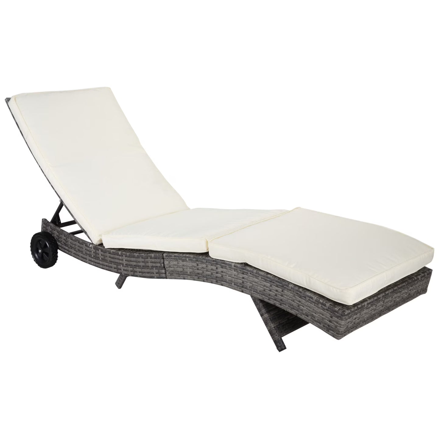 DUOSONG Outsunny 27 Gallon Patio Wicker Storage Bench, Outdoor Pe Rattan Patio Furniture, 2-In-1 Large Capacity Rectangle Garden Storage Box With Handles And Cushion, Cream White Brown+White Steel