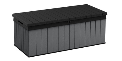 Keter Darwin 100 Gallon Large Resin Deck Box for Patio Outdoor Storage, Grey