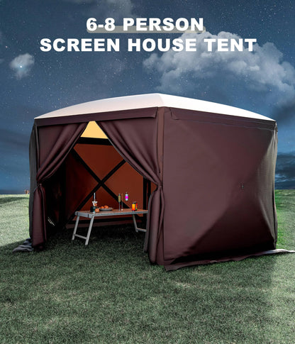 Towallmark Gazebos for Gardens,Pop-Up Screen Tent Gazebo, 12 x 12 Ft Camping Canopy Instant Shade, Featuring 6 Removable Privacy Canopy, and Made from 210D Oxford Fabric for Patio, Backyard