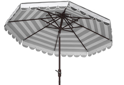 Safavieh Vienna 9' Market Crank Double Top Patio Umbrella, Grey/White