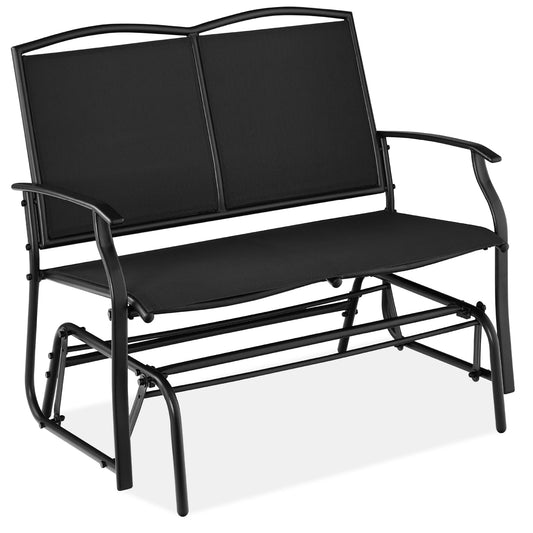 Best Choice Products 2-Person Outdoor Swing Glider, Steel Patio Loveseat, Bench Rocker w/Armrests - Black