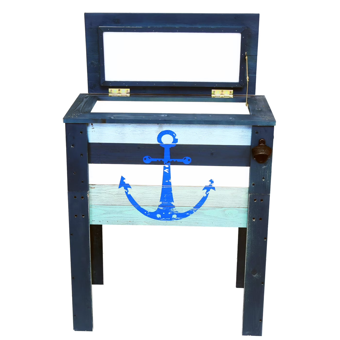 Coastal Design Outdoor Patio Cooler, 45 Quart, Grey/Teal Anchor