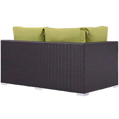 Modway Convene Outdoor Patio Left Arm Loveseat in Espresso Red