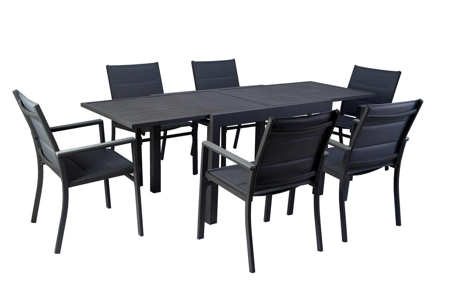 Kozyard Villa Outdoor Patio Metal Slate and Aluminum Rectangle Dining Table ( Gray )