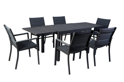 Kozyard Villa Outdoor Patio Metal Slate and Aluminum Rectangle Dining Table ( Gray )