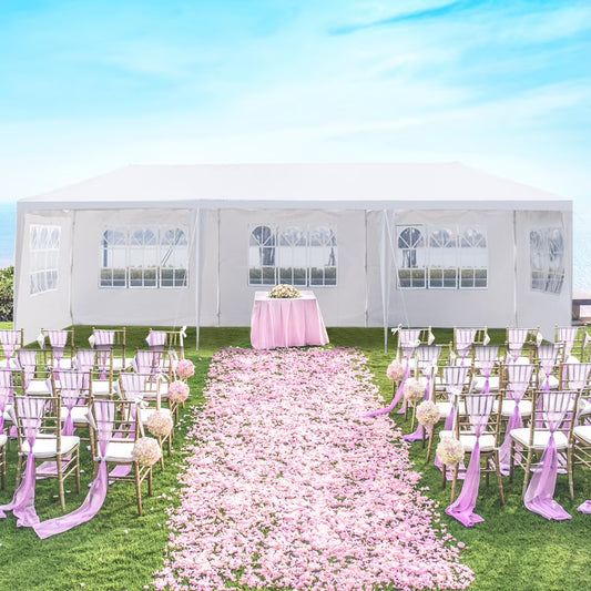 10'x30' Canopy Tent, Canopy Party Tent with 5 Removable Sidewalls,Waterproof Gazebo Tent for Patio/Outdoor/Wedding Parties and Events, White