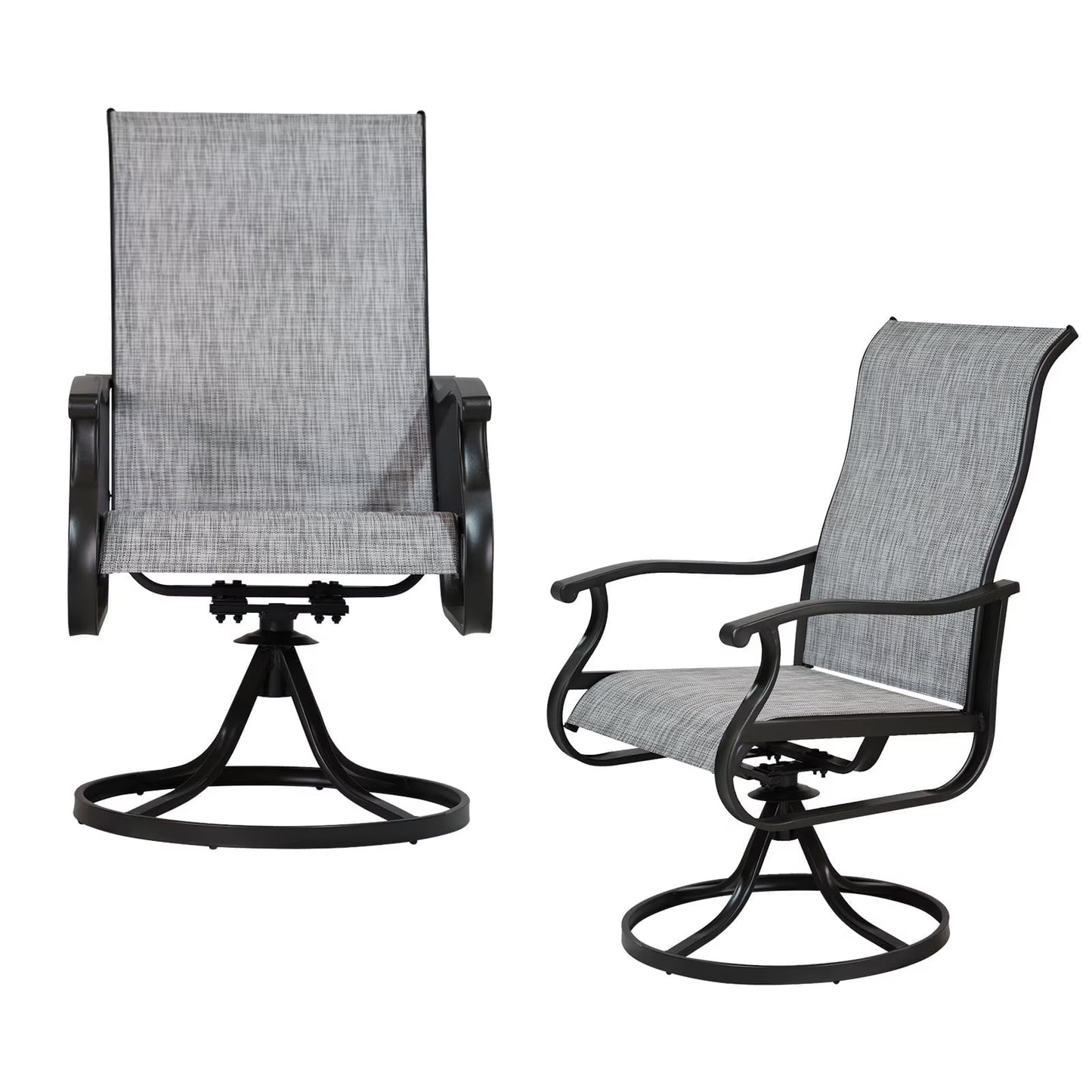 Patio Swivel Chairs Set of 2, Outdoor High Back Rocker Dining Chairs with All-Weather Textilene Mesh and Metal Frame, Comfortable Swivel Chairs for Patio, Garden, Deck, and Backyard (Beige)