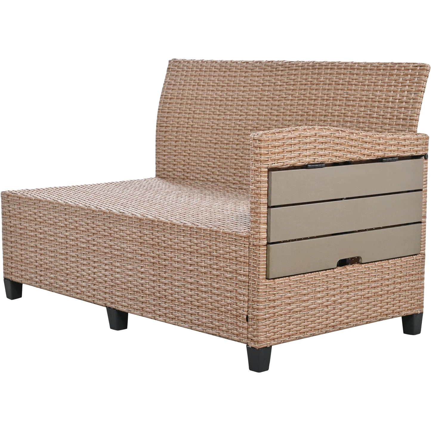 Harper & Bright Designs Outdoor Rattan Sectional Sofa Set with Dining Table, Patio L-Shaped Wicker Conversation Set with 2 Extendable Side Tables, Brown