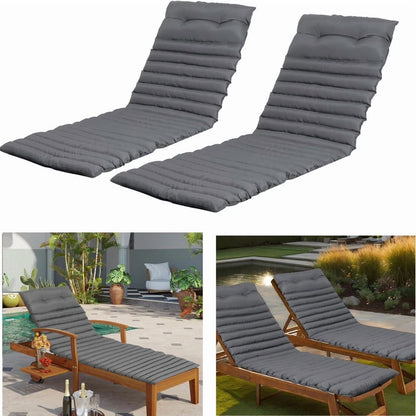 2pcs Outdoor Chaise Lounge Cushions, Waterproof Patio Foldable Chair Cushion for Garden Pool, 73 x 24in Sun Lounger Cushions for Outdoor FurnitureNavy blue