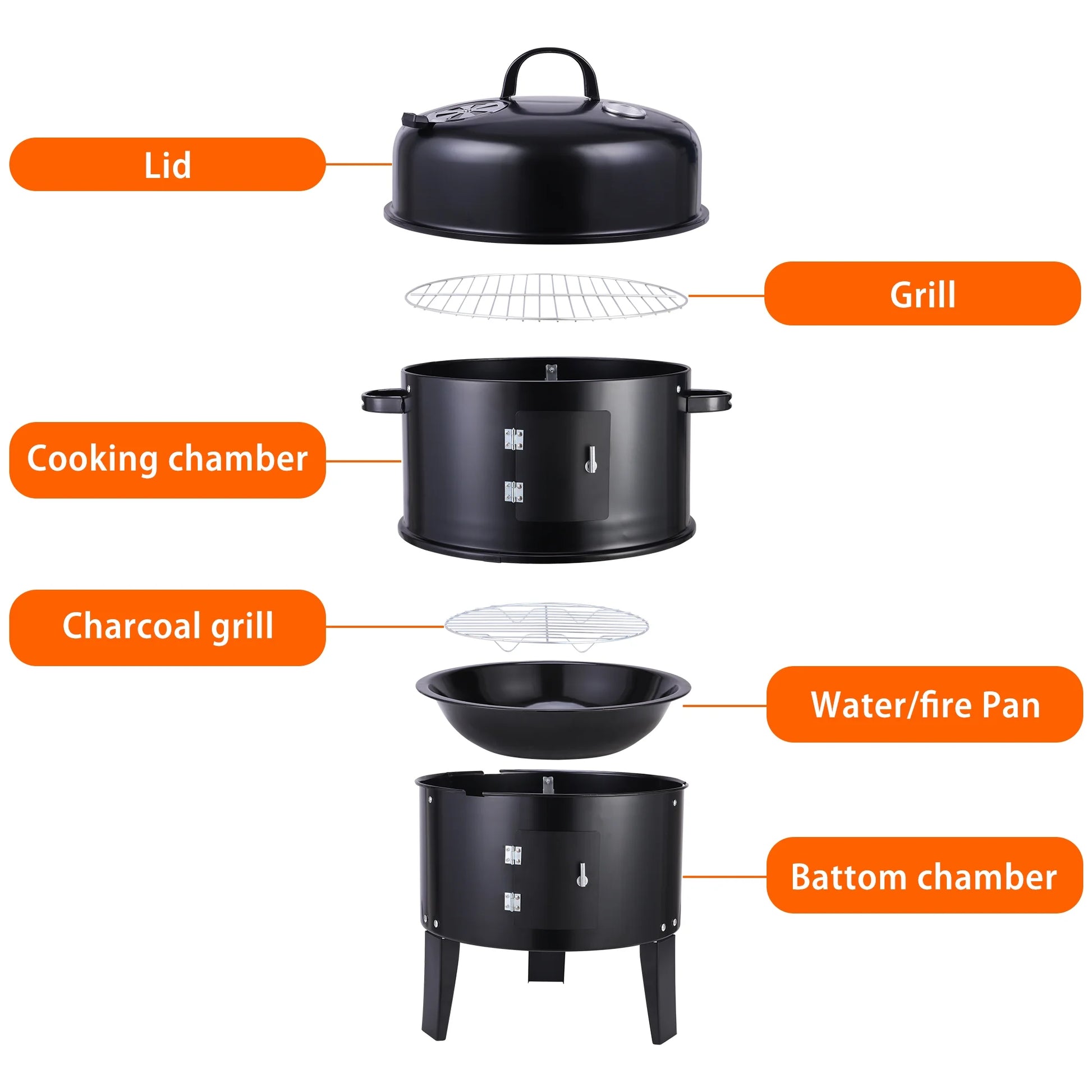 Metal Outdoor Cooking Grill BBQ Charcoal Grill With Lid Smoker Grill for Backyard Patio Camping Picnics