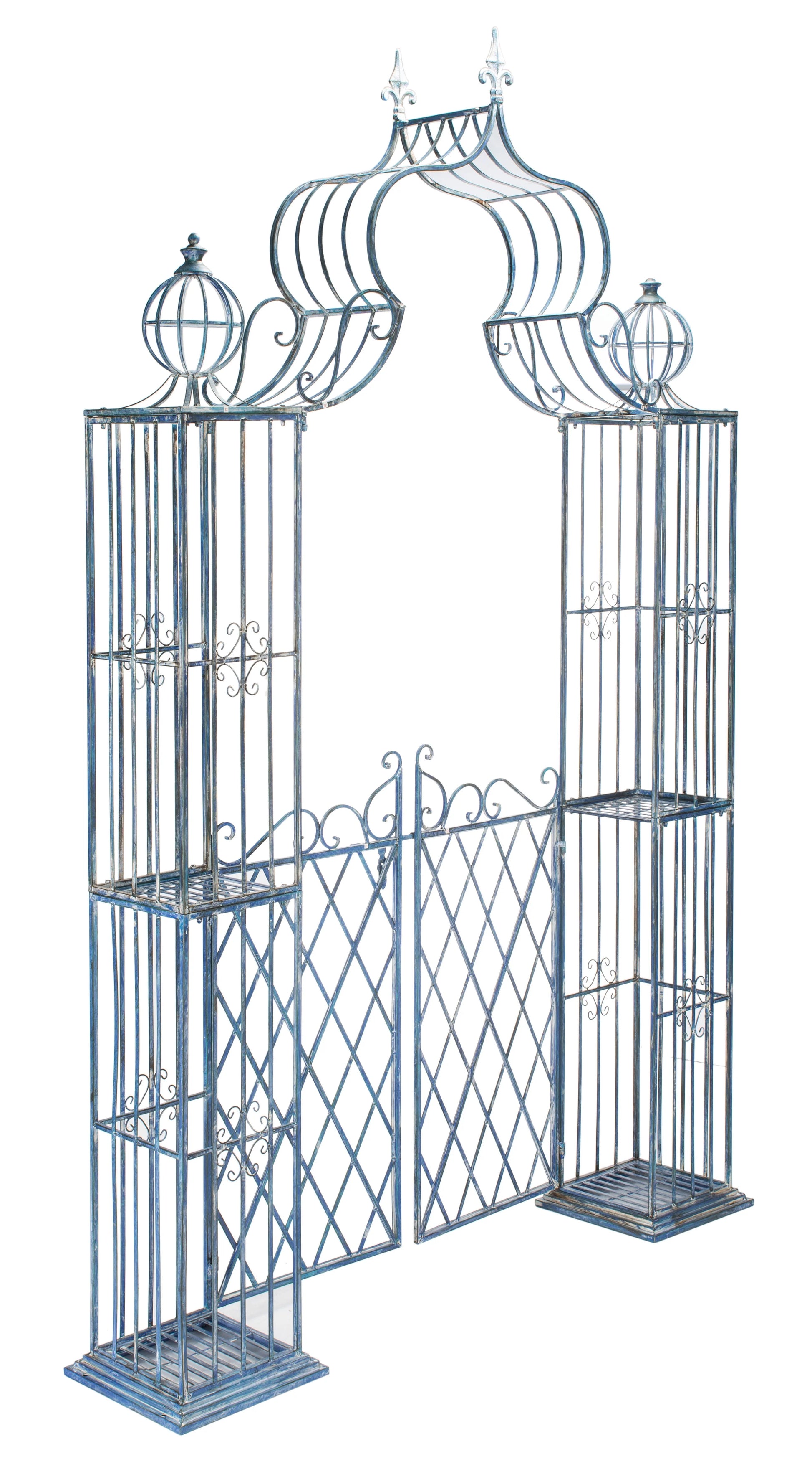 SAFAVIEH Beatrix Outdoor Patio Arbor with Door, Antique Blue