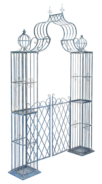 SAFAVIEH Beatrix Outdoor Patio Arbor with Door, Antique Blue