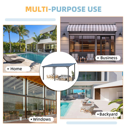 AECOJOY 10' x 14' Hardtop Gazebo Outdoor Aluminum Pergola for Garden, Patio, Backyard-Gray