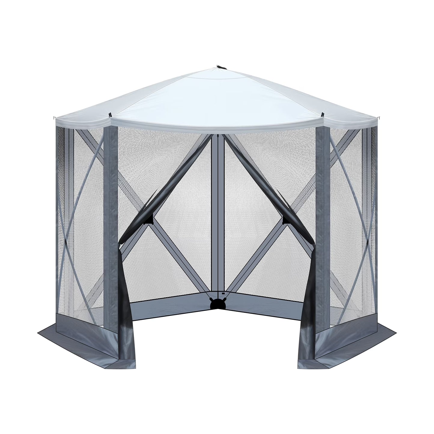 10'x10' Outdoor Pop-Up Camping Canopy - UV & Waterproof, 5 Mesh Sidewalls, Portable with Carrying Bag for Camping,Patio,Lawn, Gray