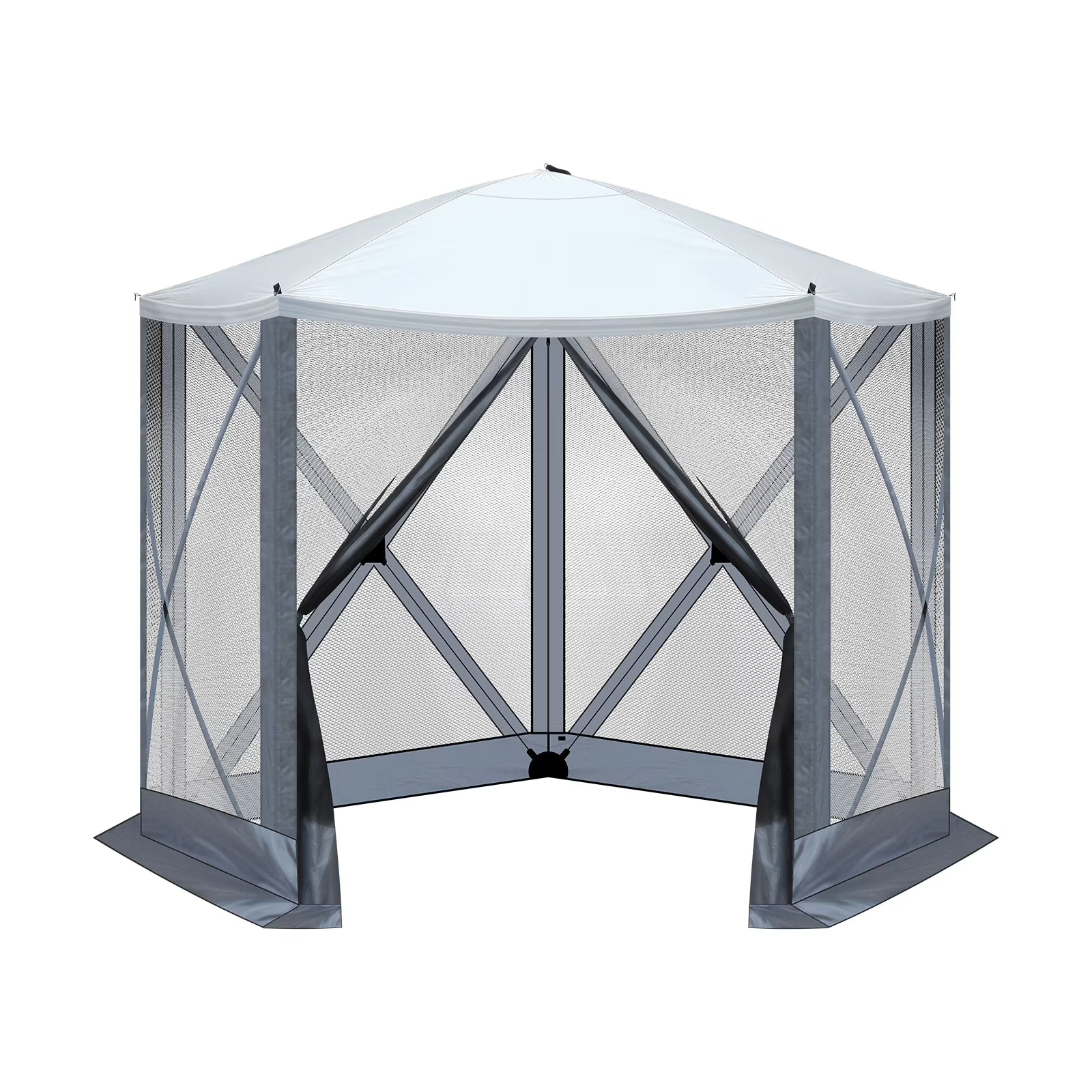 10'x10' Outdoor Pop-Up Camping Canopy - UV & Waterproof, 5 Mesh Sidewalls, Portable with Carrying Bag for Camping,Patio,Lawn, Gray