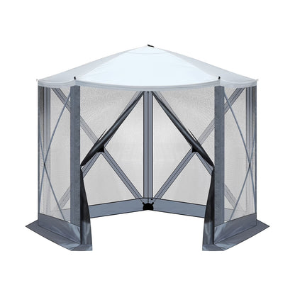 10'x10' Outdoor Pop-Up Camping Canopy - UV & Waterproof, 5 Mesh Sidewalls, Portable with Carrying Bag for Camping,Patio,Lawn, Gray