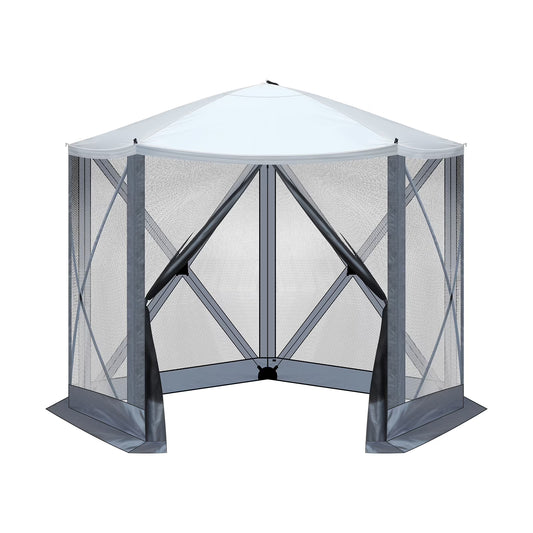 10'x10' Outdoor Pop-Up Camping Canopy - UV & Waterproof, 5 Mesh Sidewalls, Portable with Carrying Bag for Camping,Patio,Lawn, Gray