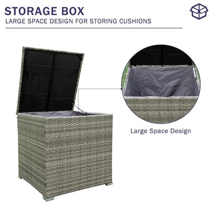 UHOMEPRO 4-Piece Rattan Patio Furniture Sets, All-Weather PE Wicker Patio Conversation Set with Storage Box, Glass Coffee Table, Outdoor Sectional Sofa Set for Backyard Patio Garden Poolside, Gray