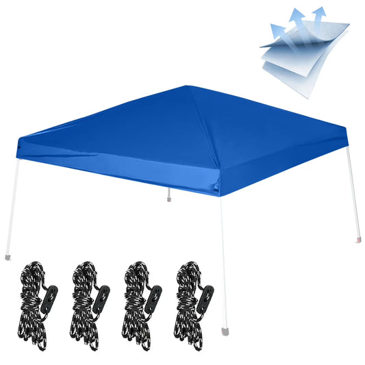 Birodeko Canopy Replacement Top Only, Waterproof Pop-Up Canopy Tent Top Cover with Ropes, Instant Canopy Top Sunshade Silver Coated for Outdoor Garden Patio Camping (Royal Blue, 10x10FT) C99
