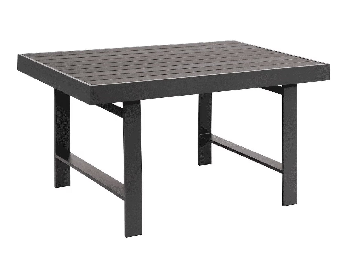 CozyHom Modern Outdoor Patio Aluminum Black Coffee Table, All Weather Metal Outdoor Rectangle Coffee Table Long Table, Black