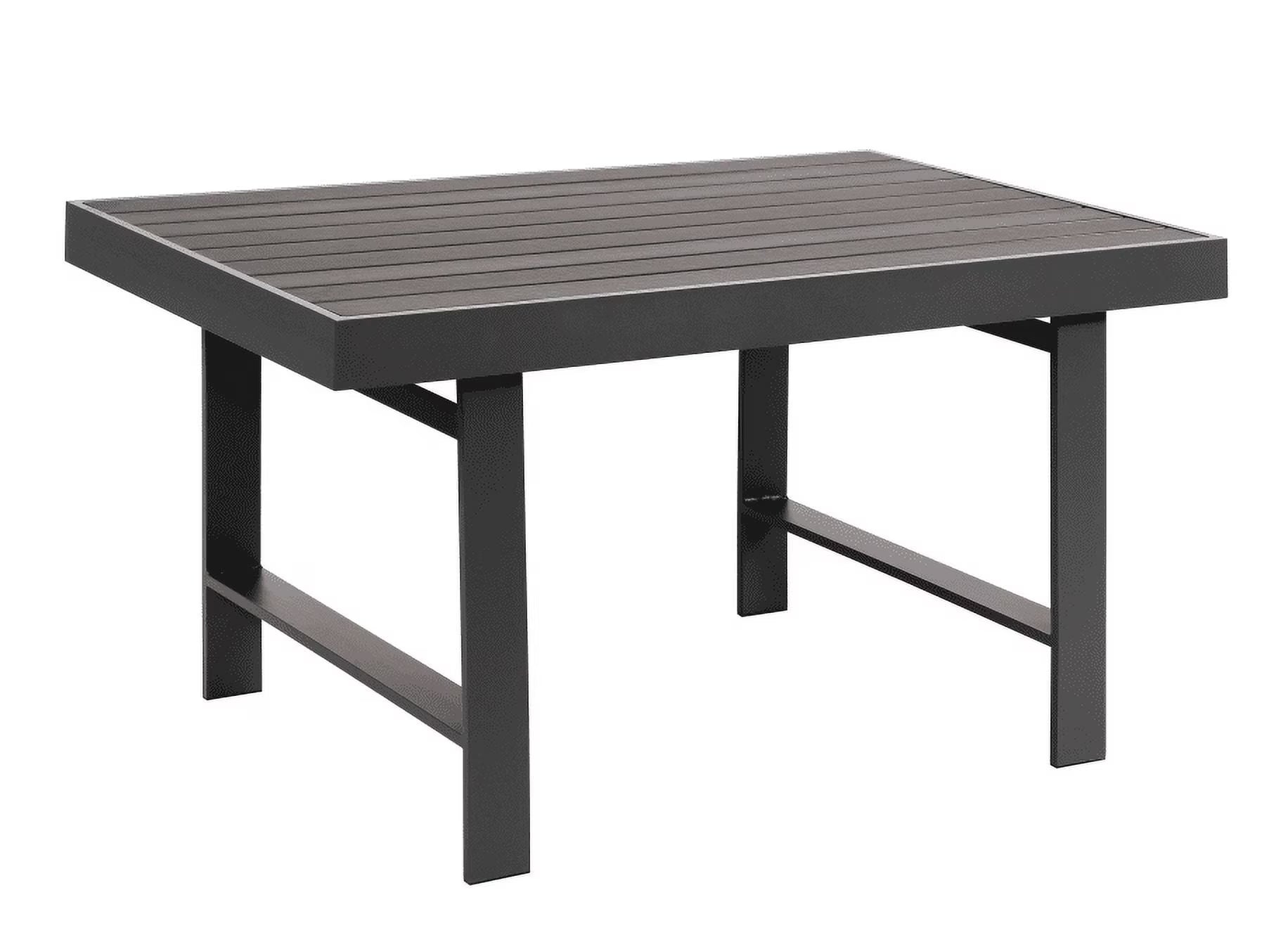CozyHom Modern Outdoor Patio Aluminum Black Coffee Table, All Weather Metal Outdoor Rectangle Coffee Table Long Table, Black