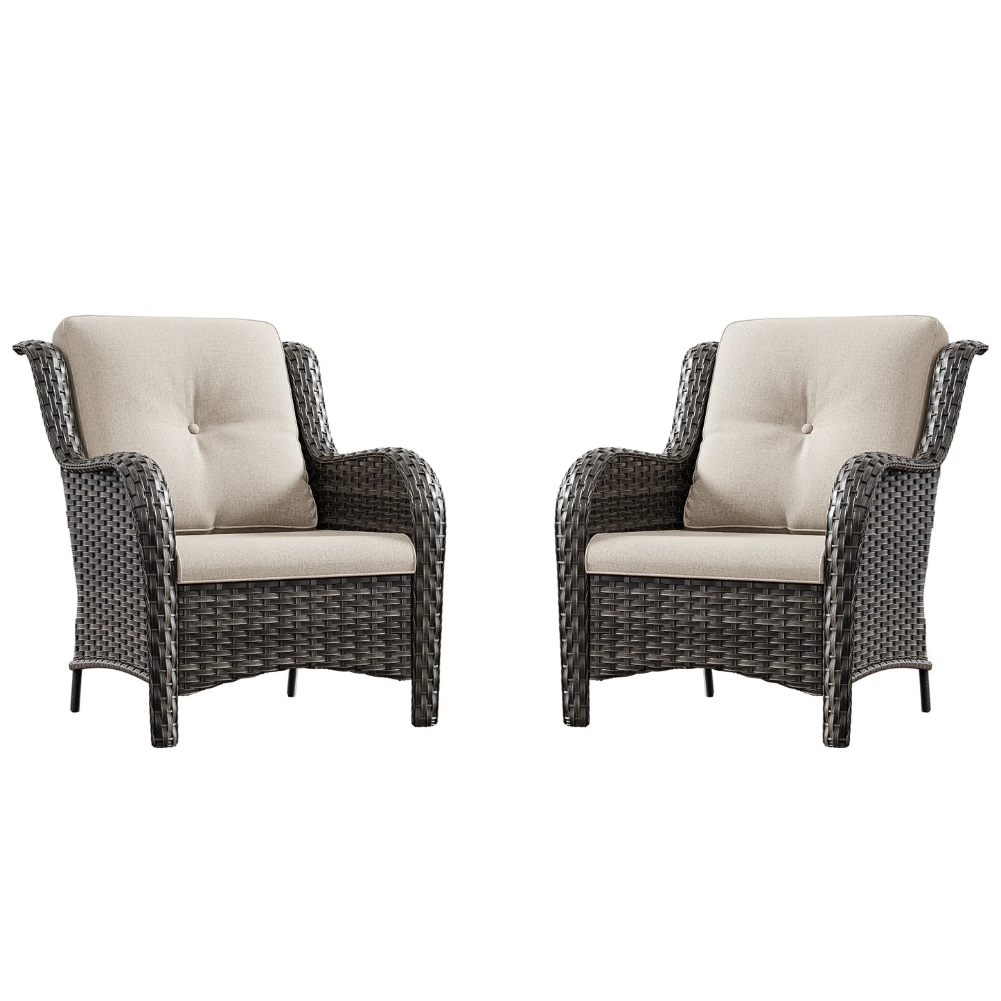 Meetleisure Patio Wicker Outdoor Lounge Chair with Cushion(Set of 2), Navy