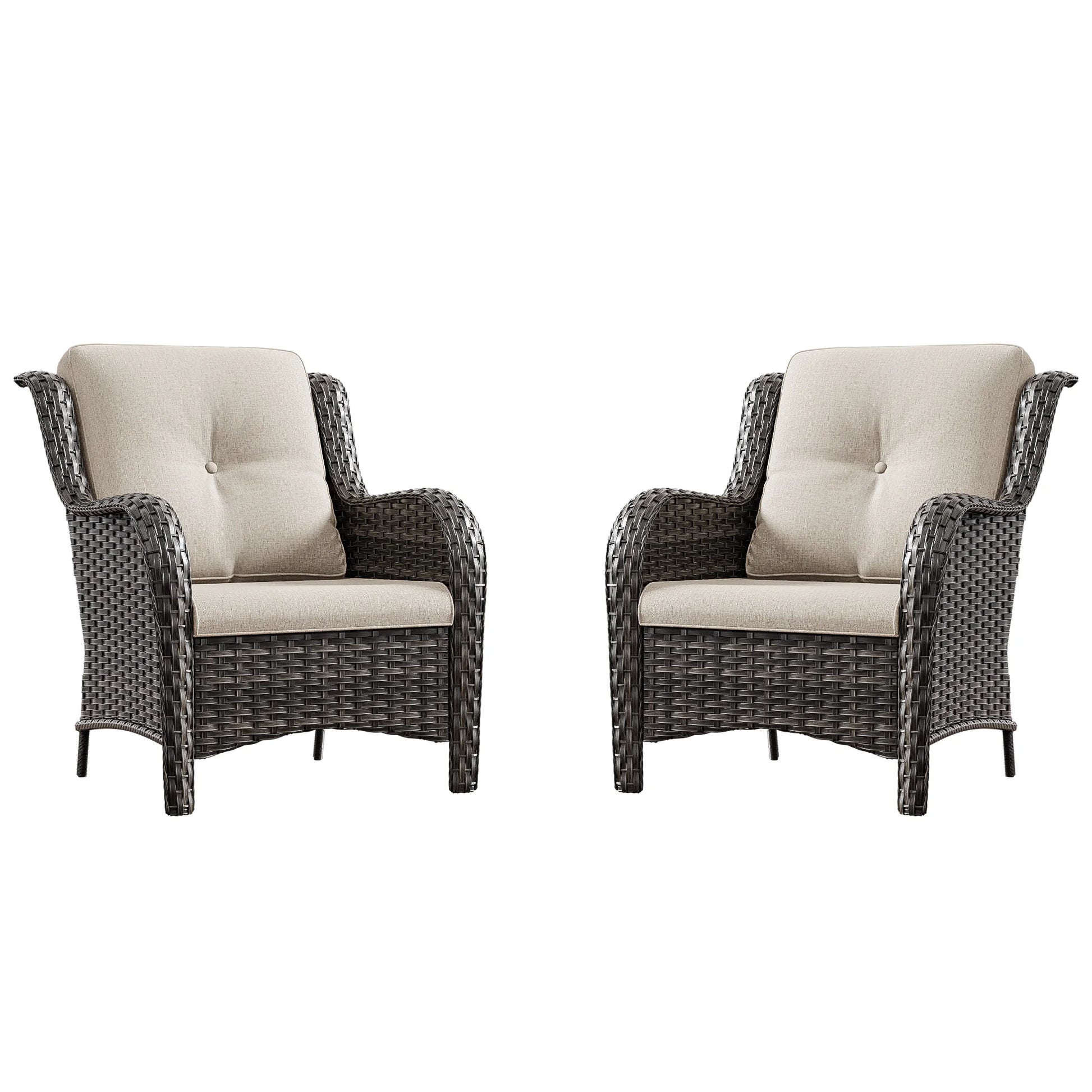 Meetleisure Patio Wicker Outdoor Lounge Chair with Cushion(Set of 2), Navy