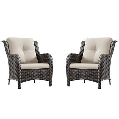 Meetleisure Patio Wicker Outdoor Lounge Chair with Cushion(Set of 2), Navy