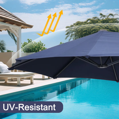 Autlaycil 13 ft Rectangle Patio Umbrella with Crank, Outdoor Market Umbrella (Navy Blue)