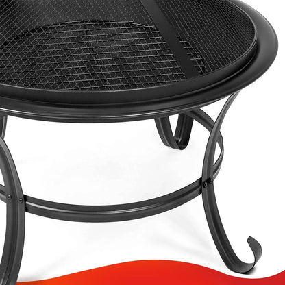 KingSo 22 inch Wood Burning Fire Pit for Camping Picnic Bonfire Patio Outside Backyard Garden Small Bonfire Pit Steel Firepit Bowl with Spark Screen, Log Grate, Poker