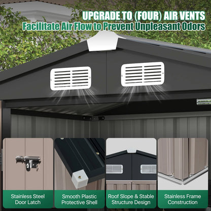 Clouddwell 6 ft. x 4 ft. Outdoor Storage Shed, Metal Garden Shed with Lockable Doors & Sloped Roof for Backyard, Patio, Poolside