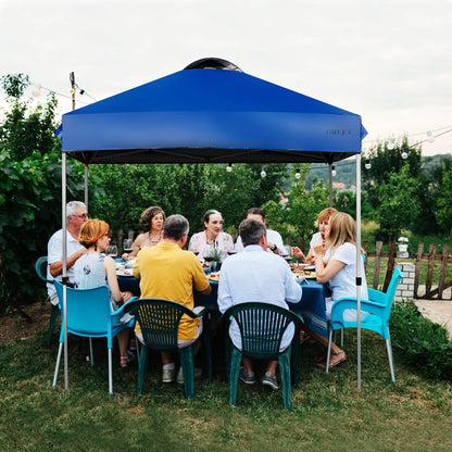 Patiojoy 6.6 x 6.6 Pop-up Canopy Tent Outdoor Camping Sun Shelter w/Portable Roller Bag & 4 Weight Bags Blue