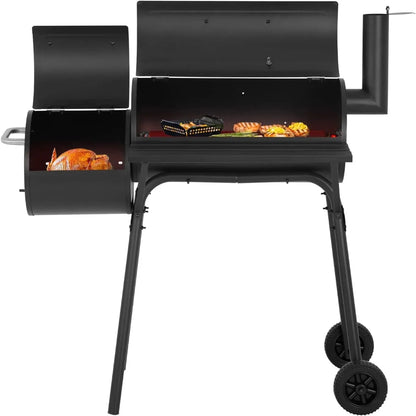 FUTINGZHI 43" BBQ Grill Charcoal Barbecue Pit Outdoor Patio Backyard Meat Cooker Smoker Black - Heavy Duty Portable Charcoal Grill for Camping