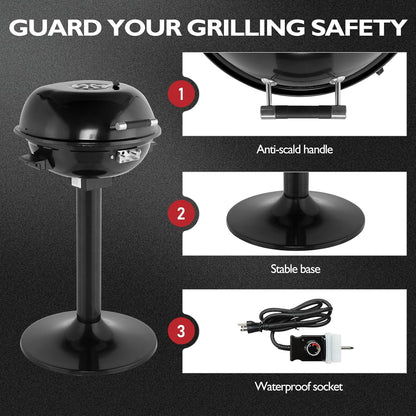 NALYL Indoor/Outdoor Electric Grill, 1600W Portable Removable Stand Grill with Double Layer Design for Countertops, BBQ, Patio & Backyard (Black)