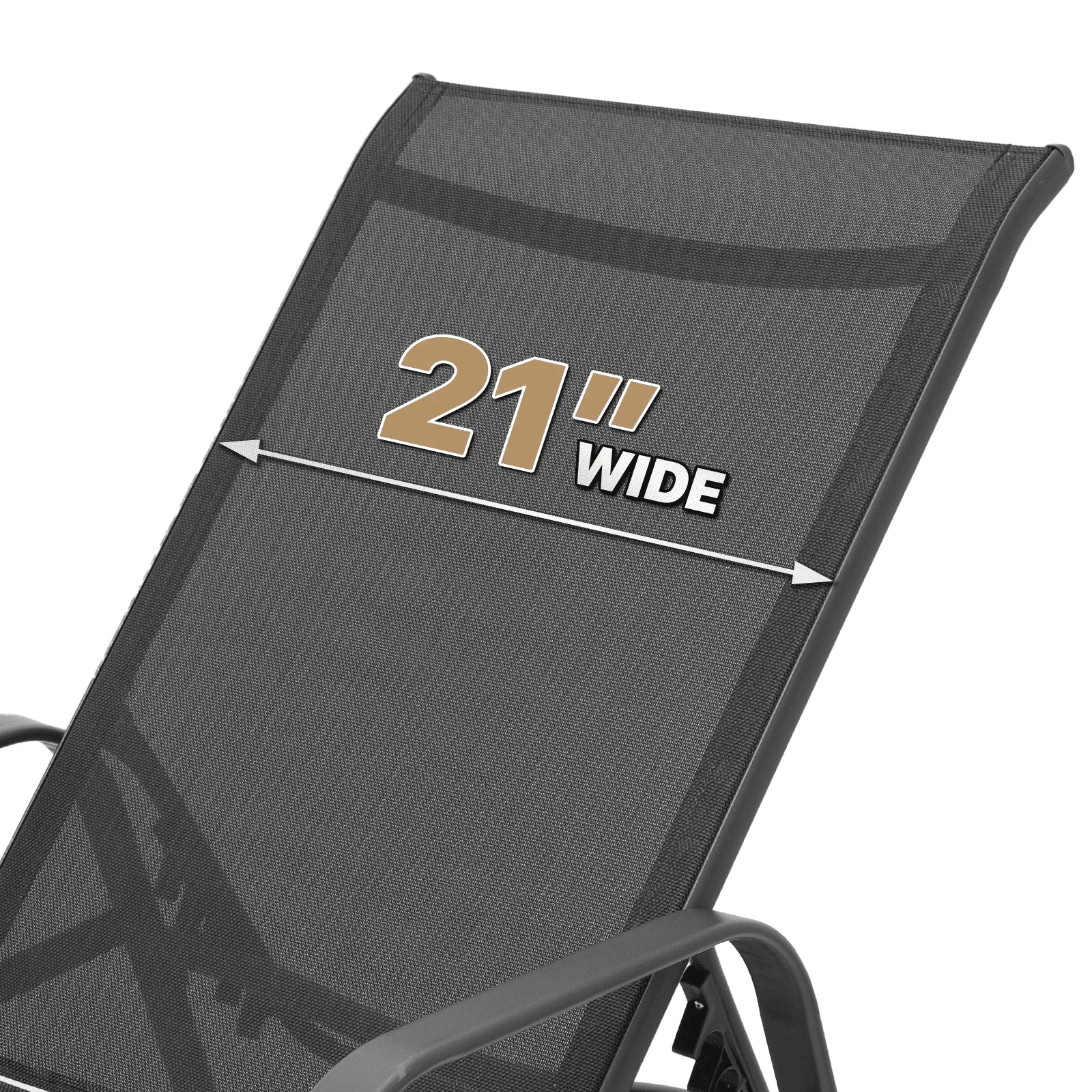 MoNiBloom 2Pcs Outdoor Patio Lounge Chairs with Adjustable Backrest, Pool Recliner Lounge Chaise with Armrest for Beach Backyard Garden, Black
