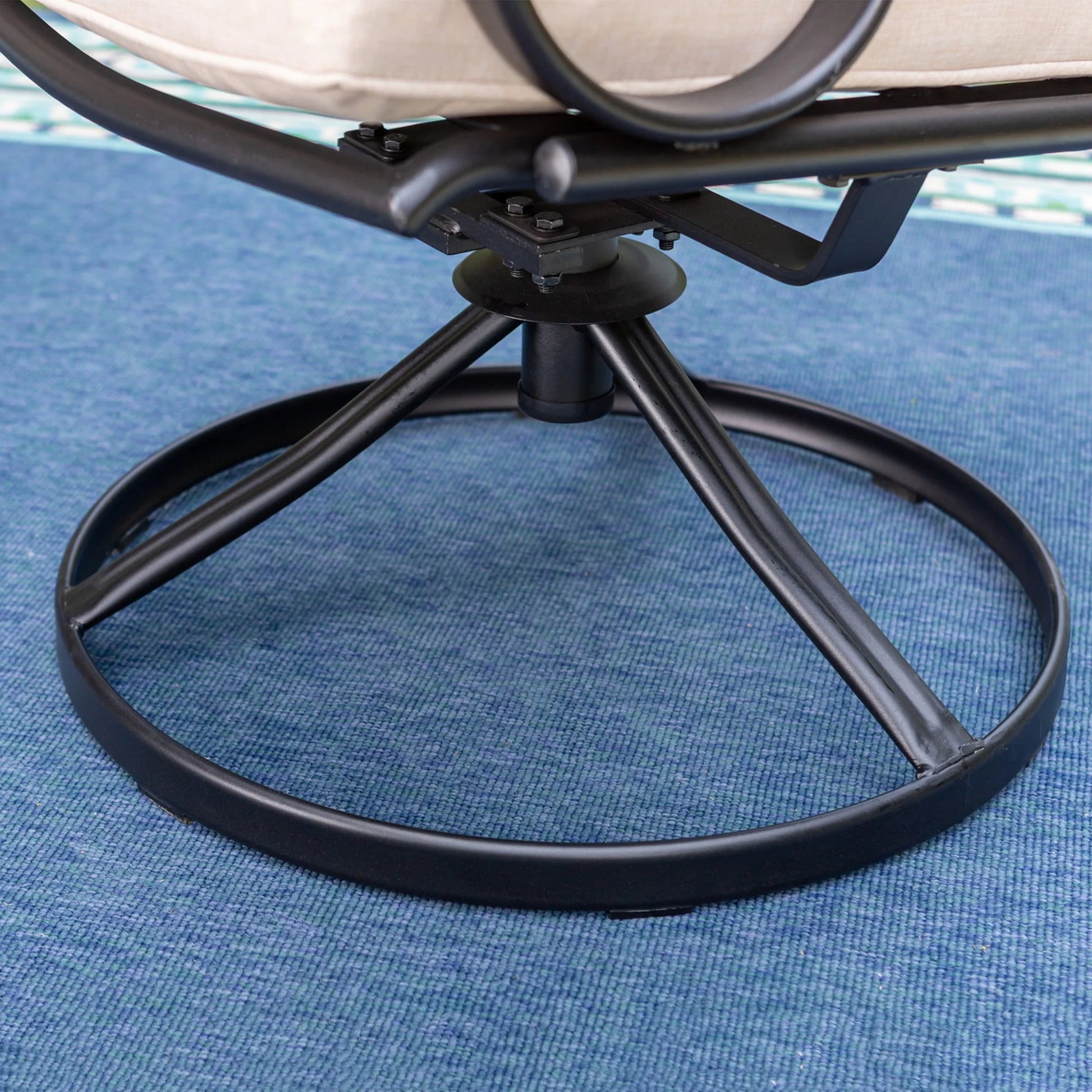 MF Studio 5 Pieces Patio Dining Set 1 Piece Metal Round Table & 4 Pieces Outdoor Swivel Chairs with Cushion