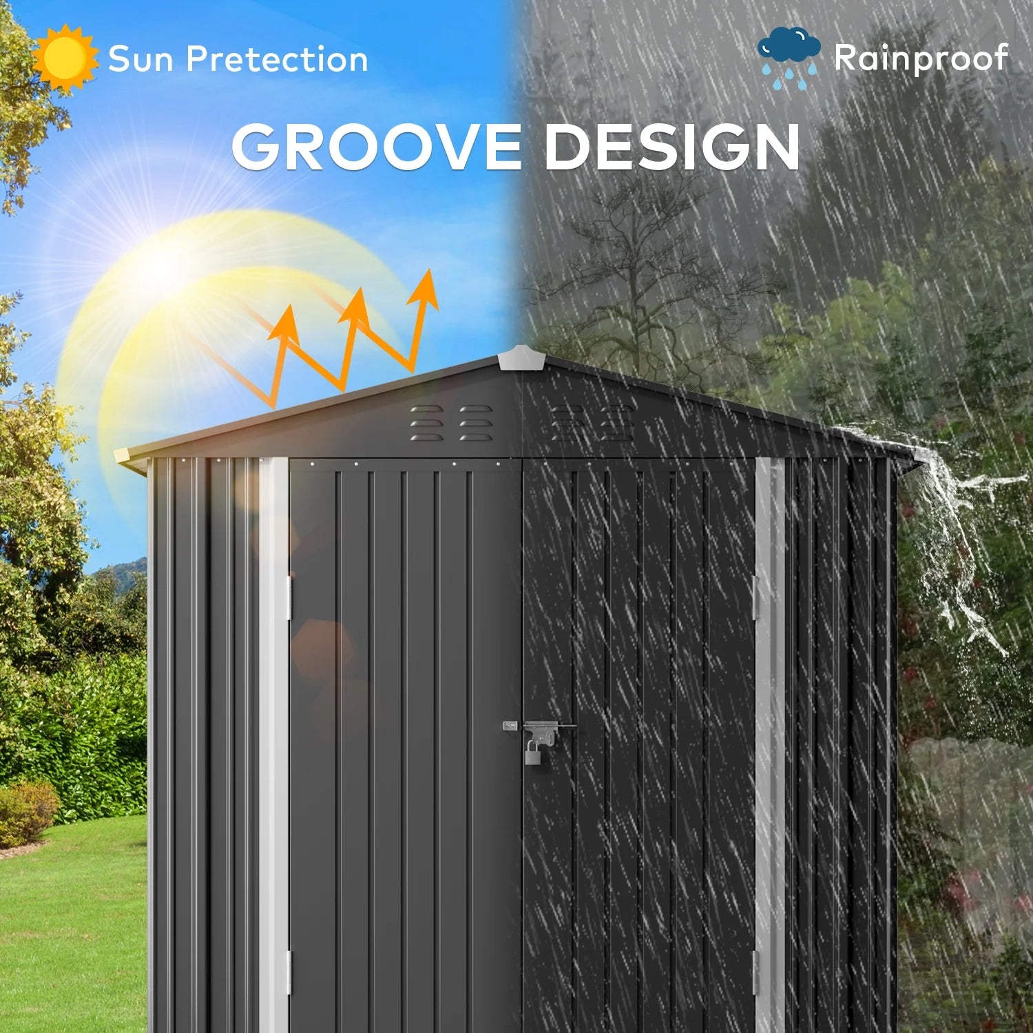 Lofka 6 x 4ft Shed and Outdoor Storage , Durable Metal Garden Shed with Lockable Door, Weather-Resistant Steel Tool Shed for Backyard, Patio, Grey