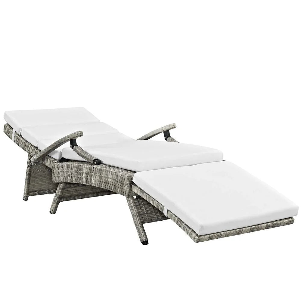 Modway Envisage Chaise Outdoor Patio Wicker Rattan Lounge Chair in Light Gray White