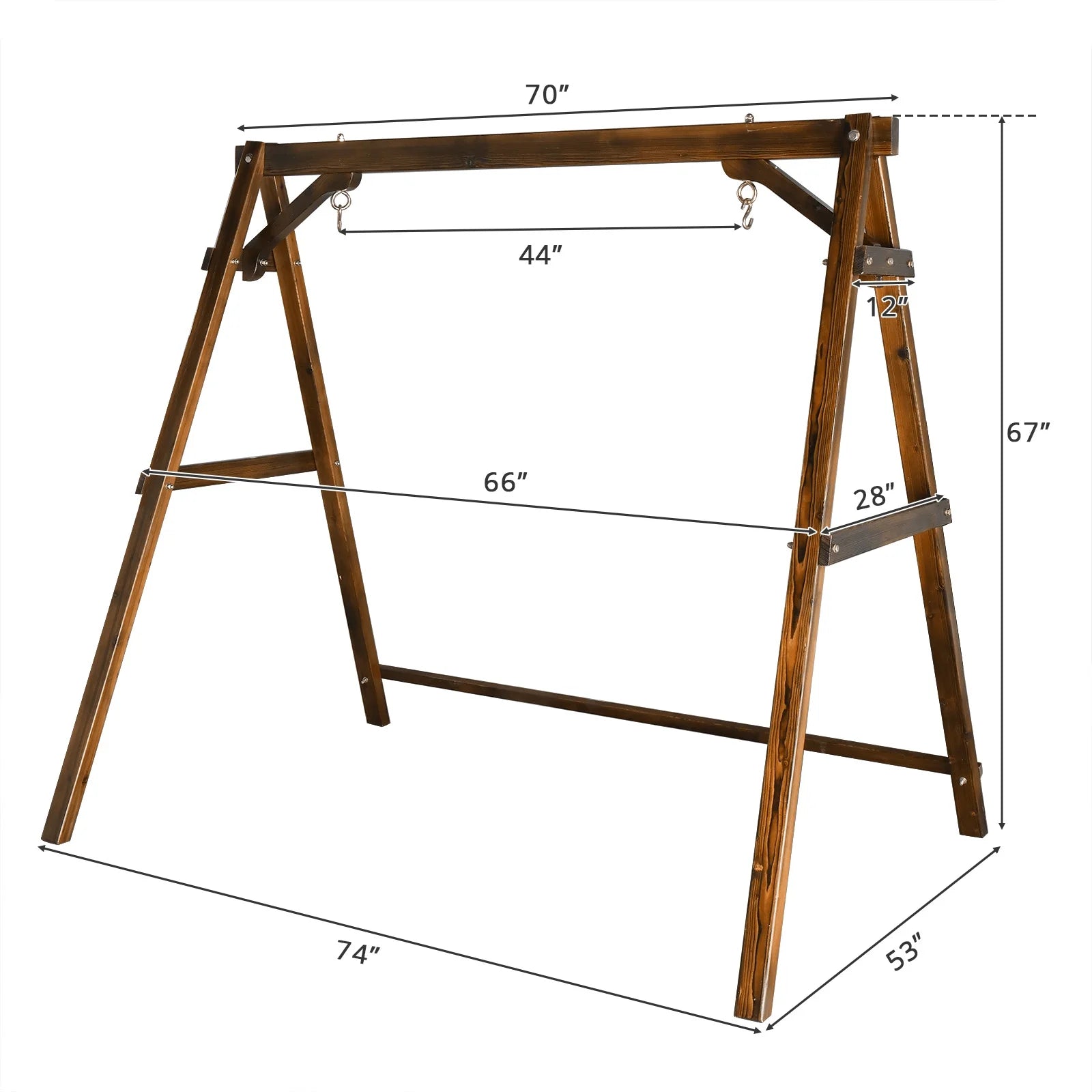 OverPatio Swing Frame Wooden Porch Swing Stand A-Frame 600lbs Capacity