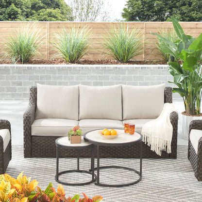 Better Homes & Gardens River Oaks 3-Piece Sofa and Nesting Tables with Patio Cover, Dark