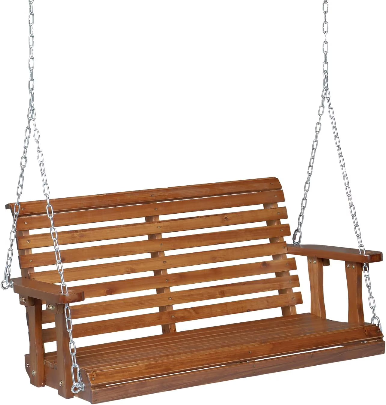 Ktaxon 4 FT Outdoor Porch Swing, Upgraded XL Size Seat Depth & Back Height Wooden Patio Swing, Heavy Duty 880 LBS Front Hanging Swing for Yard, Tree, Balcony (Rustic)