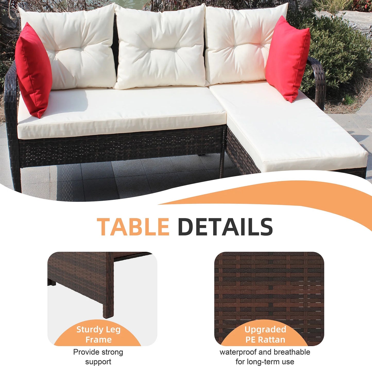 Tappio 4-Seat Patio Furniture Sets All Weather Outdoor Sectional Patio Sofa Manual Weaving Wicker Rattan Patio Seating Sofas with Cushion