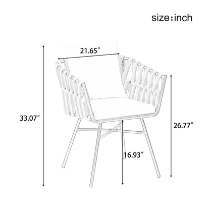Harper & Bright Designs 7 Pieces Metal Outdoor Dining Table and Chairs Set for 6, All-Weather Patio Dining Furniture with 6 Woven Tape Chairs for Backyard Garden Balcony, Gray, Natural