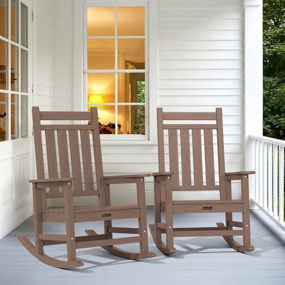 SERWALL Outdoor Rocking Chair, HDPE Patio Rocker for Lawn, Porch, Grey