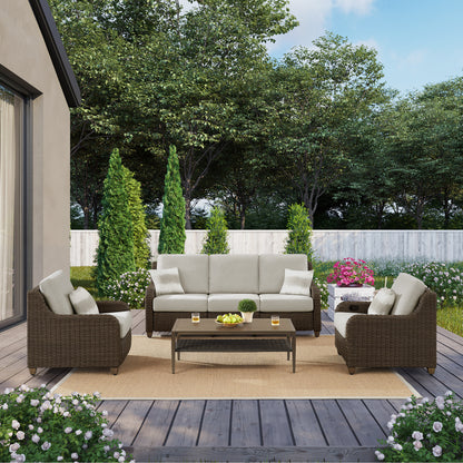 Thomasville Barston 4-piece Outdoor Patio Seating with Kick-out Foot Rests