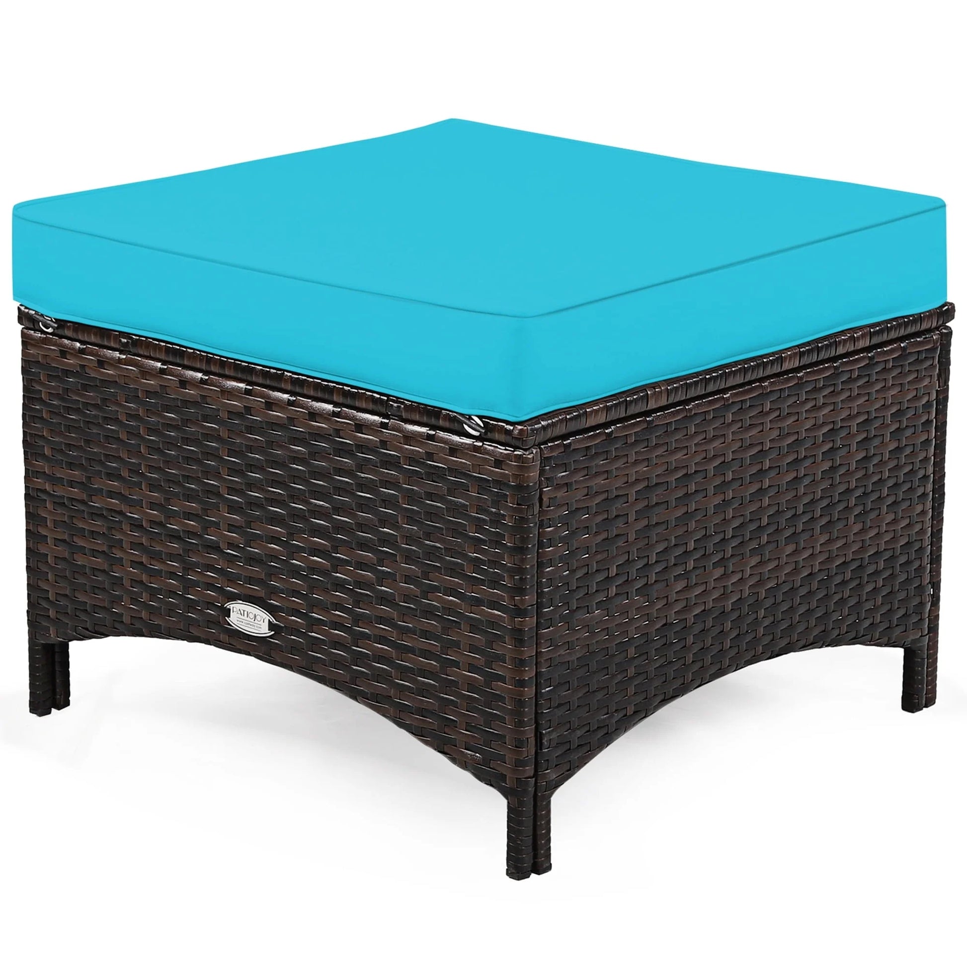 Gymax 5PCS Rattan Patio Conversation Sofa Furniture Set Outdoor w/Turquoise Cushions